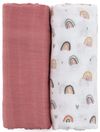 купить Аксессуар для пеленания Petite&Mars 417362 Set 2 paturele de muselina din bambus Misty Rose Rainbows, 120x120cm в Кишинёве 