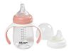 Biberon de invatare Beaba 2 in 1 Pink (4+ luni) 210 ml 