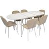 купить Комплект стол и стулья Evelin di Costacurta стол DT-533R Wh + 6 стульев YTC-064Wh UF910-01 (Light beige) в Кишинёве 