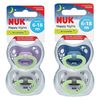 Пустышки силиконовые NUK Happy Nights (0-6 мес) 2 шт 