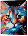 cumpără Tablou pe numere BrushMe RMGB003FC 30x40сm (pânză neagră/fără cutie) Pisică colorată în Chișinău 