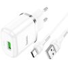 Hoco Wall Charger with Cable USB to Type-C N3 QC3.0 15W, White 
