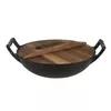 купить Казан Grill Master KZN-34CM WOK 6L din fonta, cu capac din lemn si fund plat в Кишинёве 