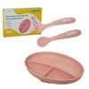 купить Посуда для кормления U-Grow UG-SET9PK Set farfurie cu linguriță și furculiță din silicon, roz в Кишинёве 