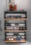 купить Полка для обуви Nex Home Полка для обуви, 3 отделения, 74x24x111 см, Антрацит/Дуб (18-03-82) в Кишинёве 