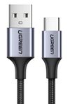 cumpără Cablu telefon mobil Ugreen 60127 Nylon Braided+Aluminum USB-A to Type-C 480Mbps,1,5M, Grey în Chișinău 