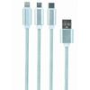 Cable  3-in-1 MicroUSB/Lightning/Type-C - AM, 1.0 m, SILVER, Cablexpert, CC-USB2-AM31-1M-S 