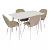 купить Комплект стол и стулья Evelin di Costacurta стол COOPER White + 4 стула YTC-064Wh UF910-01 Light beige в Кишинёве 
