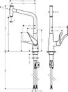 Metris Select M71 Baterie de bucătărie, 320, cu duș extensibil, 1 jet