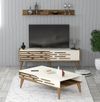 купить Стенка Trendy Valensiya-140, орех, сливочный (комплект мебели для гостиной) (GTR001251) в Кишинёве 