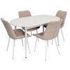 купить Комплект стол и стулья Evelin di Costacurta стол DT-533R Wh + 4 стула YTC-055Wh UF885-03 (Light beige) в Кишинёве 