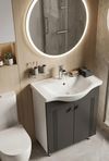 cumpără Dulap pentru lavoar Mashtab 12129 Palma (Basic) cu 2 uși 650x370x850 Alb mat-Antracit în Chișinău 