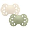купить Пустышка BIBS 265102 Set 2 suzete simetrice din silicon Infinity Ivory/Sage (0-6 luni) в Кишинёве 