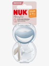 Силиконовые пустышки NUK Mommy Feel - 0-9 месяцев, 2 штуки синий и беж 