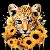 cumpără Tablou pe numere Strateg 58055 Leopard si floarea-soarelui aurie 30x30cm (fundal negru) în Chișinău 