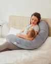 купить Подушка для мам Momcozy PP007-GR00NB-C Perna pentru maternitate in forma F Velvet Grey в Кишинёве 