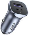 купить Зарядное устройство для автомобиля Ugreen 40858 1USB-A+Type-C Aluminum 3A 30W, Grey в Кишинёве 