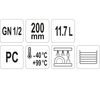 cumpără Recipient GN 1/2 H-200 mm PC,V-11,7L(325x265mm) în Chișinău 
