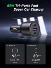 cumpără Încărcător pentru automobil Ugreen 20467 2*Type-C + 1*USB-A Aluminum 3A 69W, Grey în Chișinău 