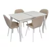 купить Комплект стол и стулья Evelin di Costacurta стол HV-29V White + 4 стула YTC-064Wh Bjorn-24 Light beige в Кишинёве 