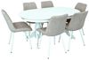 купить Комплект стол и стулья Evelin di Costacurta стол HV-33V White + 6 стульев YTC-055Wh, UF885-12 Light grey в Кишинёве 