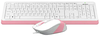 Set Tastatură + Mouse A4Tech F1010, Cu fir, Alb/Roz 