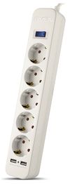Surge Protector   5 Sockets,  1.8m,  Sven SF-05LU, 2 USB ports charging (2.4A), White 