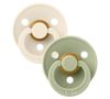 Suzete din latex rotunde BIBS Colour (0-6 luni) Sage & Ivory - 2 buc 