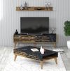 купить Стенка Trendy Valensiya-140, орех, чёрный, мрамор (комплект мебели для гостиной) (GTR001250) в Кишинёве 