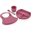 купить Посуда для кормления BabyJem 728 Set diversificare din silicon Roz, 4 piese в Кишинёве 