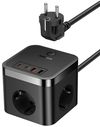 купить Фильтр электрический Baseus E00066400117-00 30W 3AC+2*USB-A+2*Type-C 1,5M, PowerCombo Cube, Cluster Black в Кишинёве 