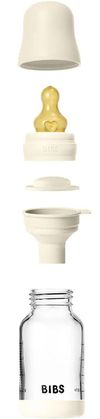 купить Поильник BIBS 5019216 Biberon din sticla anticolici Ivory cu tetina din latex 0+ luni, 120ml в Кишинёве 