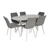 купить Комплект стол и стулья Evelin di Costacurta стол Raffles Oval White + 6 стульев YTC 055WH Blu-13 Light grey в Кишинёве 