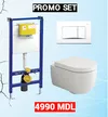 PROMO SET WC V TONDO RIMLESS cu capac soft close+Instalatie+Buton ALB matt