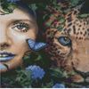 купить Картина по номерам Strateg CA-0056 Алмазная мозайка Девушка и леопард 30x30 в Кишинёве 