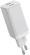 cumpără Încărcător cu fir Helmet Wall Charger GaN 2*Type-C 45W 6A, White în Chișinău 