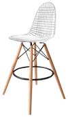купить Металлический стул с деревянными ножками и белой кожей. в Кишинёве 