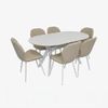купить Комплект стол и стулья Evelin di Costacurta стол Raffles Oval White + 6 стульев YTC-064Wh Bjorn-24 Light beige в Кишинёве 