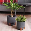 купить Цветочный горшок Aleana 128024 Oslo cu insertie si suport decorartiv d20 cm, granite в Кишинёве 