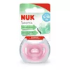 Пустышка силиконовая ортодонтическая NUK Sensitive (6-18 мес) pink 