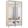 cumpără Dulap Mobildor-Lux Aron-P 1.0m-1.8m uși glisante din PAL cu oglindă zebra (150x60x200H cm) Sonoma în Chișinău 