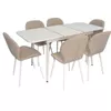 купить Комплект стол и стулья Evelin di Costacurta стол DT-531R Wh + 6 стульев YTC-064Wh Bjorn-24 (Light beige) в Кишинёве 