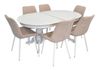 купить Комплект стол и стулья Evelin di Costacurta стол HV-33V White + 6 стульев YTC-055Wh UF885-03 Light beige в Кишинёве 