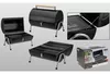 Gratar rotund cu picioare BBQ BBQ D40cm, H70cm, plasa, raft, 2 roti