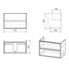 Set mobilier TEO 65cm gri: dulap montat pe perete, 2 sertare + lavoar montat la suprafață art 15-88-060 