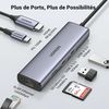 купить USB Hub Ugreen 90568 HUB 7in1 USB-C To 4K@60Hz HDMI + 2*USB-A 3.0 + RJ45 Gigabit + SD/TF Card Slot + PD 100W | CM512, Grey в Кишинёве 