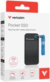 купить Накопители SSD внешние Verbatim M.2 External SSD 256GB Verbatim Pocket USB 3.2 Gen 2, Black/Blue (VER_32416) в Кишинёве 