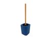 Perie WC cu suport Tendance Rubber, mâner bambus, albastră