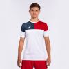 Футболка JOMA - CREW V SHORT SLEEVE T-SHIRT WHITE RED NAVY 