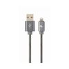 cumpără Gembird CC-USB2S-AMLM-1M-BG USB to Lightning  1M, Premium spiral metal USB to 8-pin charging and data cable for  Apple iPhone or iPad, up to 480 Mb/s, cotton braided, blister, grey în Chișinău 